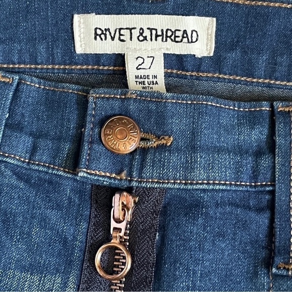 Rivet & Thread Madewell Wide Leg Crop Jeans Size 27 Blue High Rise Patch Pocket - Picture 8 of 11
